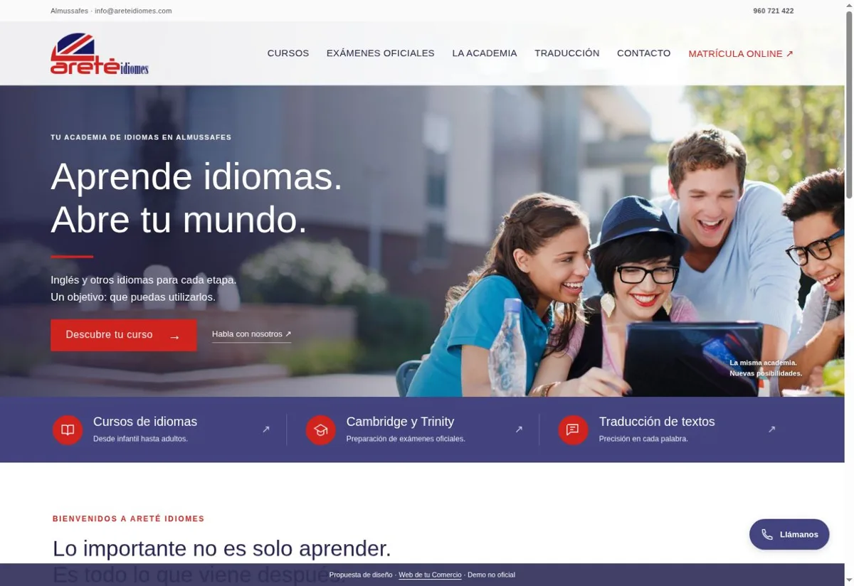 Captura de la demo de Areté Idiomes