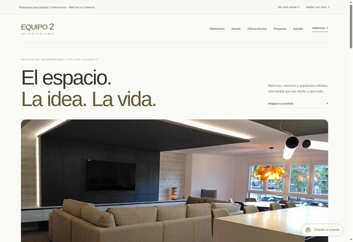 Captura de la demo de Equipo 2 Interiorismo