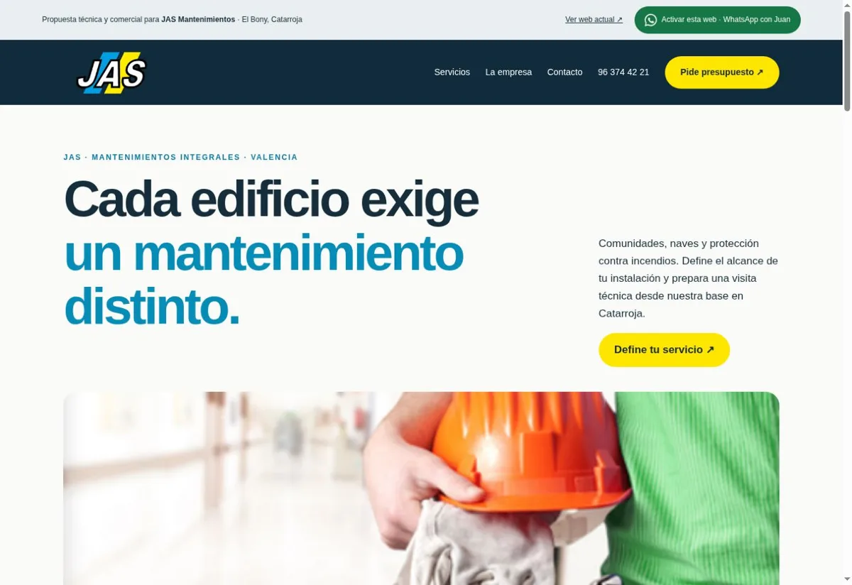 Captura de la demo de JAS Mantenimientos